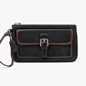 COACH SoHo Vintage Black & Brown Leather Wristlet